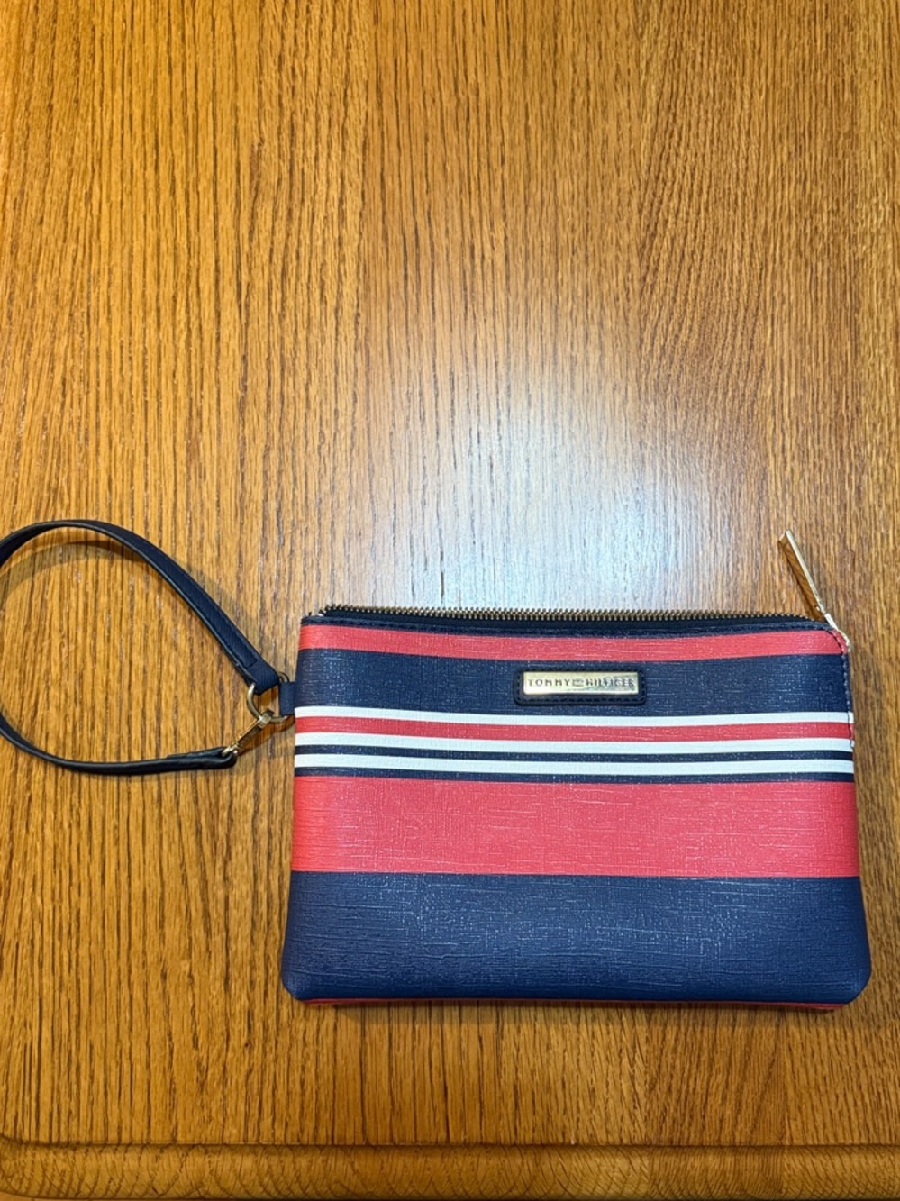Tommy Hilfiger Navy, Red & White Striped Wristlet